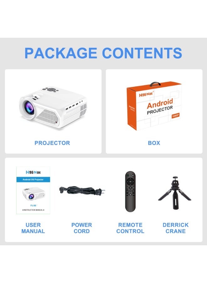 H96 Max بروجيكتور ذكي كلاسيكي H96 ماكس دقة 4K كاملة HD 1080P محمول أندرويد 11.0 واي فاي 6 بلوتوث 5.4 تصحيح كاينستون تلقائي 4 نقاط ضوضاء منخفضة طرق تثبيت متعددة: مسطح، حامل ثلاثي، سقف - Image 2